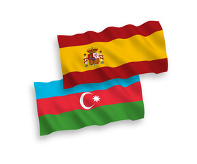 Flags of Azerbaijan and Spain on a white background