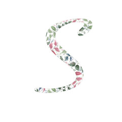Capital letter S for text design, holiday cards, decor and design of text messages, wedding invitations.