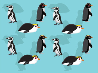 Various Penguins Royal Madagascar Fiorland Vector Seamless Background Wallpaper-01