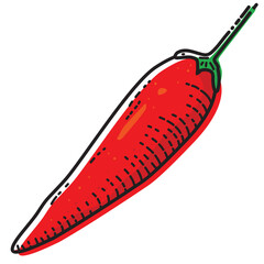 Red chili pepper isolated on white background. Vector illustration of vegetable.