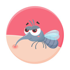 Vector cartoon mosquito sucking the blood of people, Aedes mosquitoes carry dengue fever to humans.