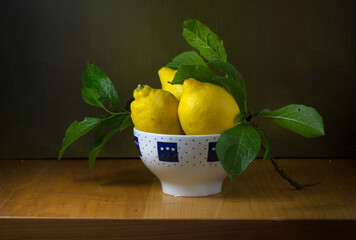 lemons in a bowl fruit citrus still live