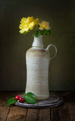 flower vase buquet yellow nature still life