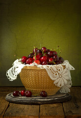 basket of cherries fruit berry