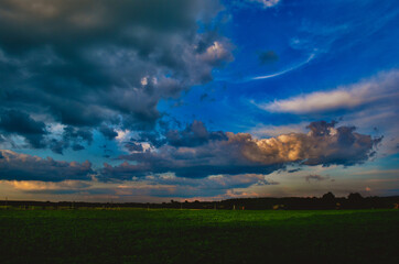 storm clouds over the field