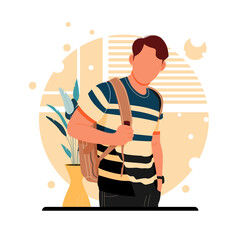 portrait of man posing in stylish outfits, flat design concept, vector illustration