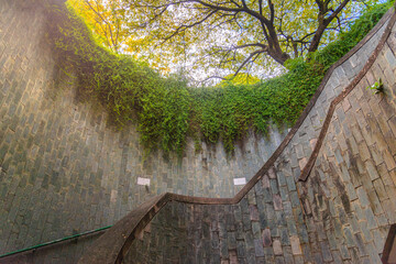 Low angle view Spiral staircase at Fort Canning Park, Singapore