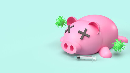 pig and virus 3d rendering for medical content.