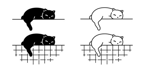 cat vector icon calico kitten character cartoon sleeping pet logo symbol illustration animal doodle design