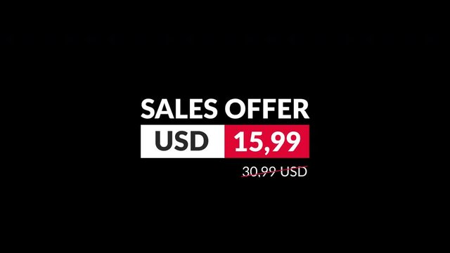 sales offer discount animation motion graphic video royalty-free Stock 4K Footage with Alpha Channel - ProRes 4444