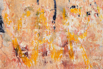 Abstract background of old wall painted in bright colors