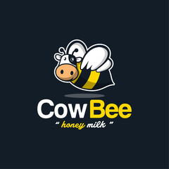 cow bee mascot logo illustration