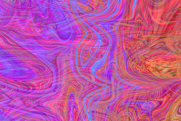 Colourful psychedelic background made of interweaving curved shapes. liquid splash as Illustration.
