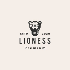 lioness hipster vintage logo vector icon illustration