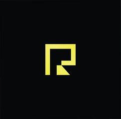 Minimal elegant monogram art logo. Outstanding professional trendy awesome artistic R FR RF initial based Alphabet icon logo. Premium Business logo gold color on black background
