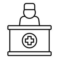 Private clinic reception icon. Outline private clinic reception vector icon for web design isolated on white background
