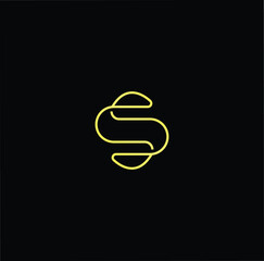 Minimal elegant monogram art logo. Outstanding professional trendy awesome artistic S SS initial based Alphabet icon logo. Premium Business logo gold color on black background