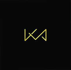 Minimal elegant monogram art logo. Outstanding professional trendy awesome artistic KM MK initial based Alphabet icon logo. Premium Business logo gold color on black background