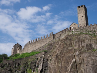 Scenery of castel grande in european Bellinzona city, capital of canton Ticino in Switzerland,...