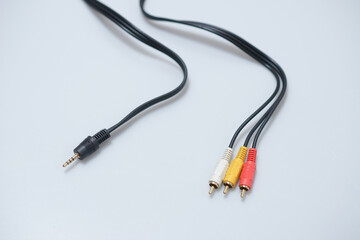 Cable Audio video cable RCA jack isolated on white