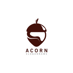 Acorn OAK inspiration simple logo ilustration vector icon template