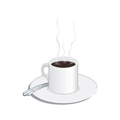 Coffee shop logo template, natural abstract coffee cup with steam, coffee house emblem, creative cafe logotype, modern trendy symbol design vector illustration isolated on white background sign