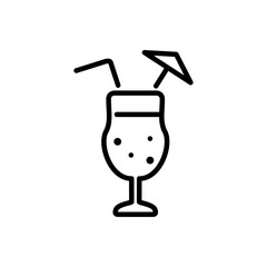 Icono plano lineal cocktail en color negro