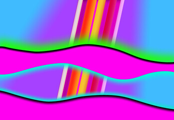 abstract of colorful waves and lines on pink background