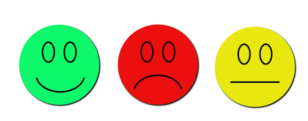 Rating concept. Woman choosing happy smile face emotion