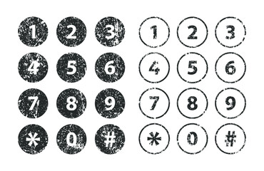 Phone numbers button icon set. Safe lock pin code number symbols.  Vector illustration image. Isolated on white background.