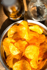 Bad food rest with beer chips and watching football after quarantine