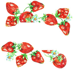 Strawberries. Frame. Watercolor