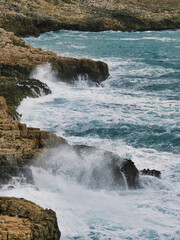 Ionic sea seascape landscape winter sunset waves rocks windstorm
