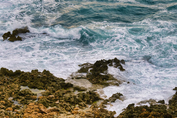 Ionic sea seascape landscape winter sunset waves rocks windstorm