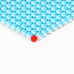 Balls leading a group of balls. Leadership creative concept banner design stock photo 3D rendering illustration