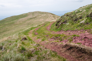 Lonely road on mountain steppe nature landscape.