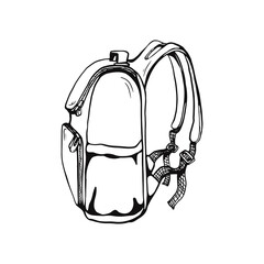school bag profile view outline vector sketches isolated
