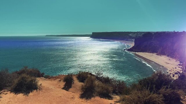 Summer landscape.Cliffs and rocks on the Atlantic ocean coast 