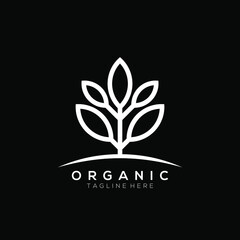 white leaf plant vector logo