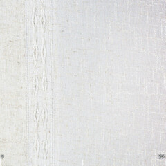 Drawing on natural white linen fabric, a small strip. Fabric with natural texture, Cloth backdrop.