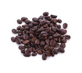 Coffee beans isolated on white background close up