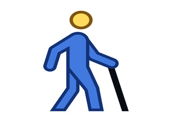 3d man standing on a ladder , disabled, access icon vector