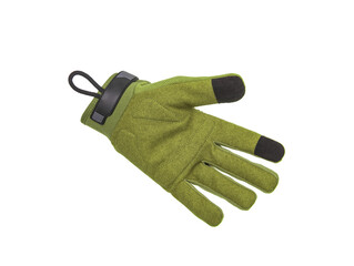 Military gloves, tactical gloves, protective gloves isolated white background. Hunting Full Finger Gloves isolated on white back.