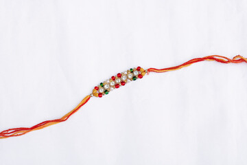 Close up portrait a colourful rakhi with white background