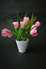 plastic flowers in the house for decoration