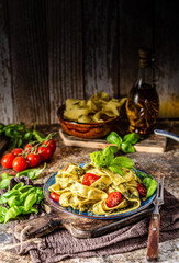 Pasta with pesto homemade