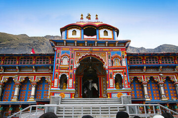 One of the most sacred and famous centres of pilgrimage in India, the Badrinath Vishnu temple.