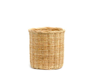 Wicker basket pot isolate on white background. 
