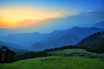 Beautiful scenic landscape of chopta / Tungnath, uttarakhand, india.