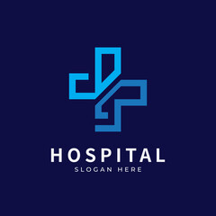 Fototapeta premium Health logo with initial letter DJ, JD, D J logo designs concept. Medical health-care logo designs template.
